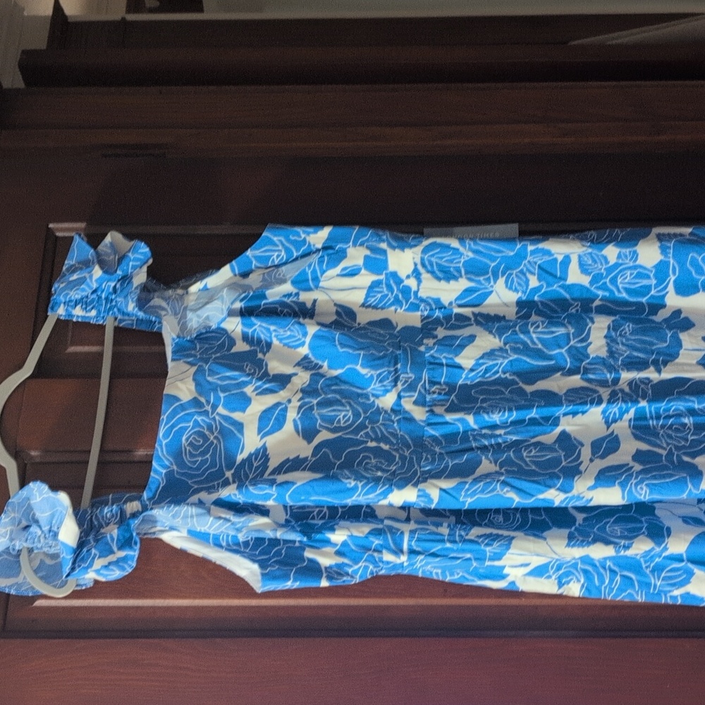 London Times Blue and White Striped Dress